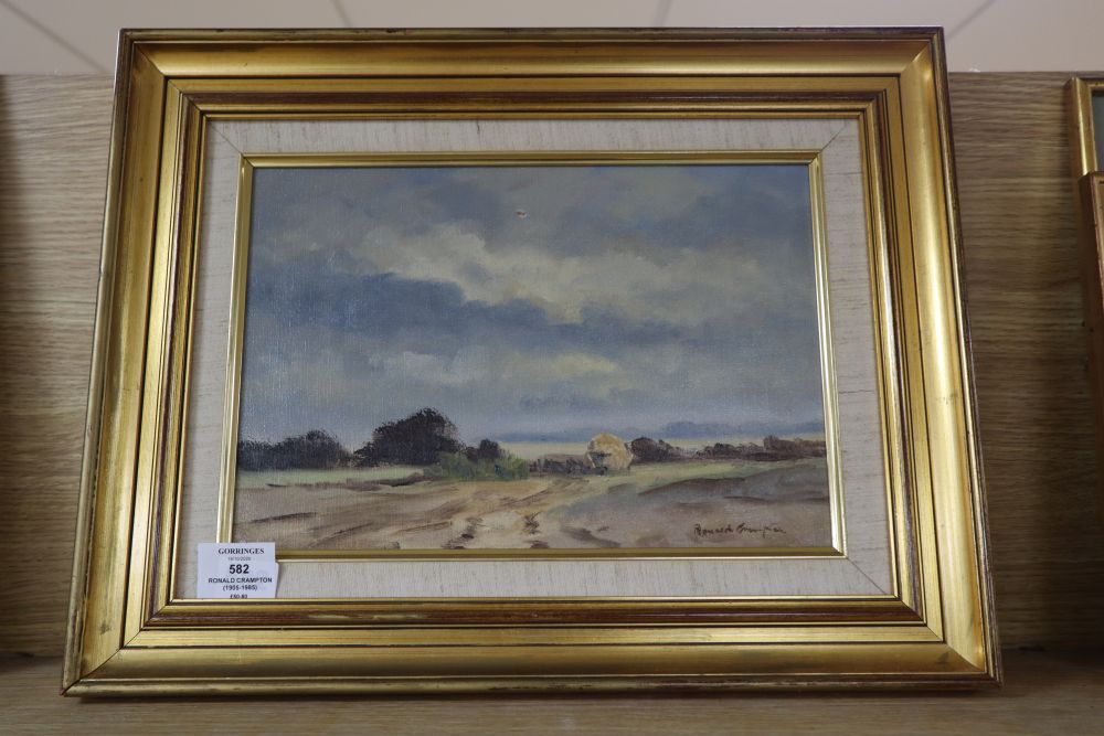 Ronald Crampton (1905-1985), oil on canvas, Norfolk landscape, signed, 21 x 31cm